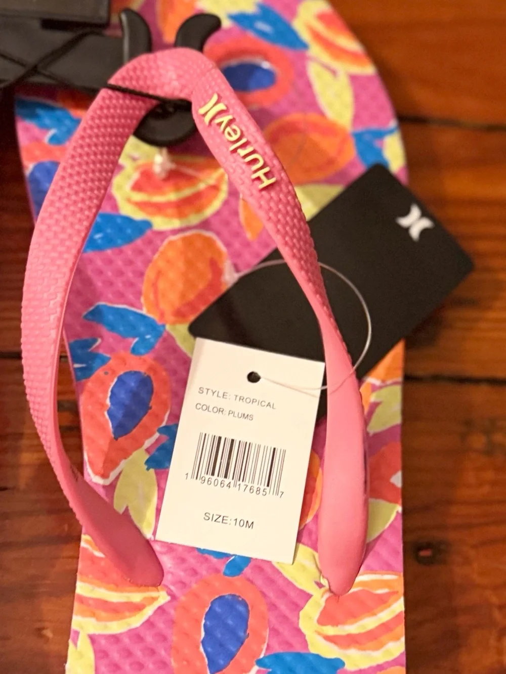 Hurley Tropical Plums Flip Flops Size 10 NWT